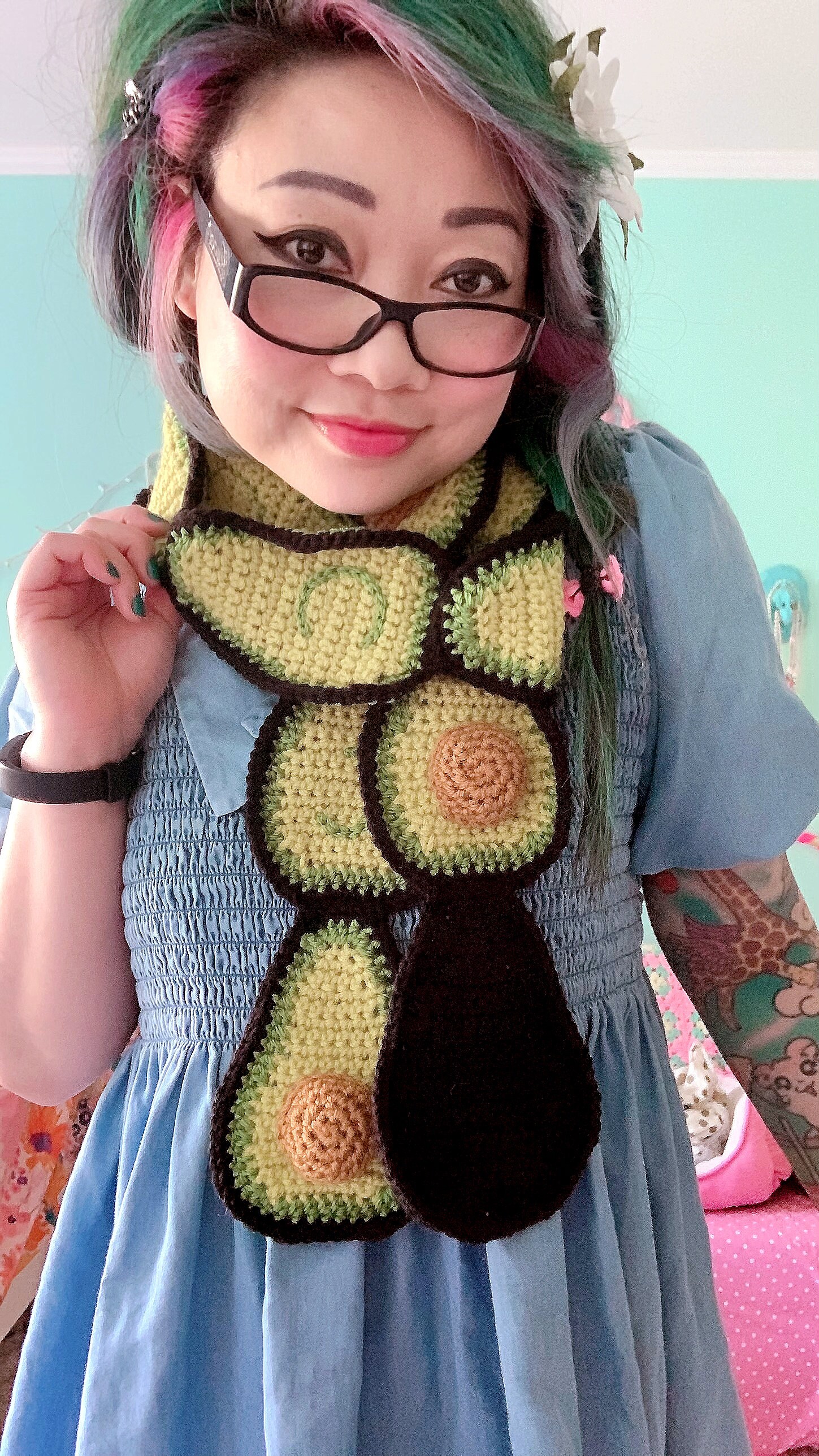 Avocado Scarf - PDF Crochet Pattern - Twinkie Chan - Cute Wearable