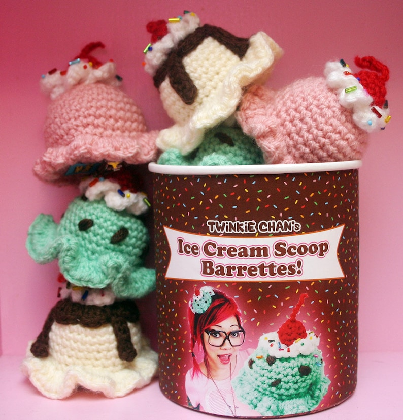 PDF Crochet Pattern Ice Cream Scoop Hair Clip image 5