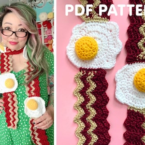 Bacon and Egg Scarf - Crochet Pattern PDF
