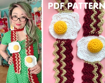 Bacon and Egg Scarf - Crochet Pattern PDF