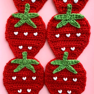 Strawberry Scarf PDF Crochet Pattern Twinkie Chan cute fruit berry wearable art image 3