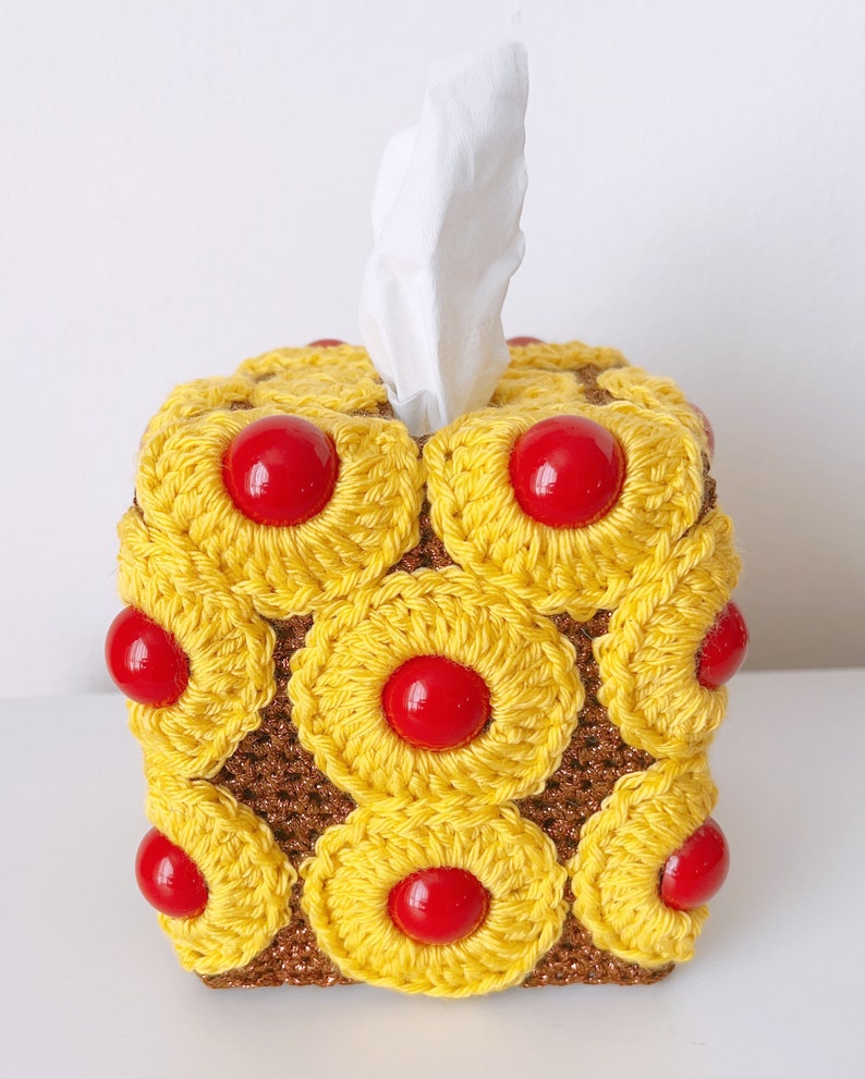 Pineapple Upside Down Cake tissue box cozy PDF Crochet Pattern Twinkie Chan amigurumi play food image 3