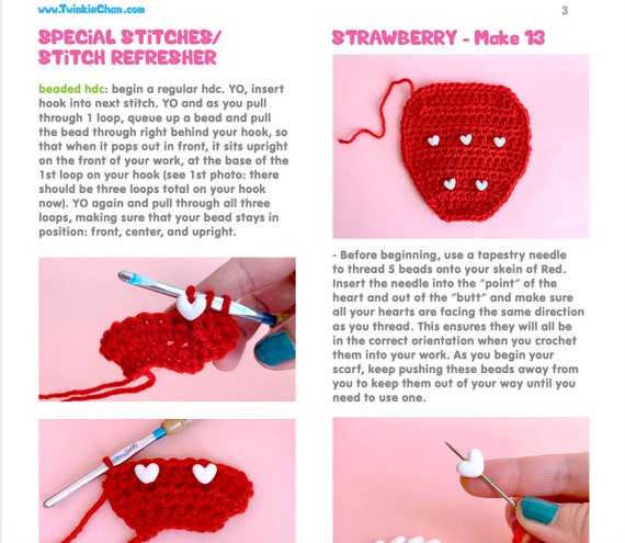 Strawberry Scarf - PDF Crochet Pattern - Twinkie Chan - Cute Fruit