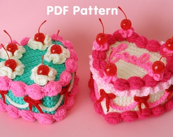 Heart Shaped Cake - PDF Crochet Pattern - Twinkie Chan - Valentine amigurumi