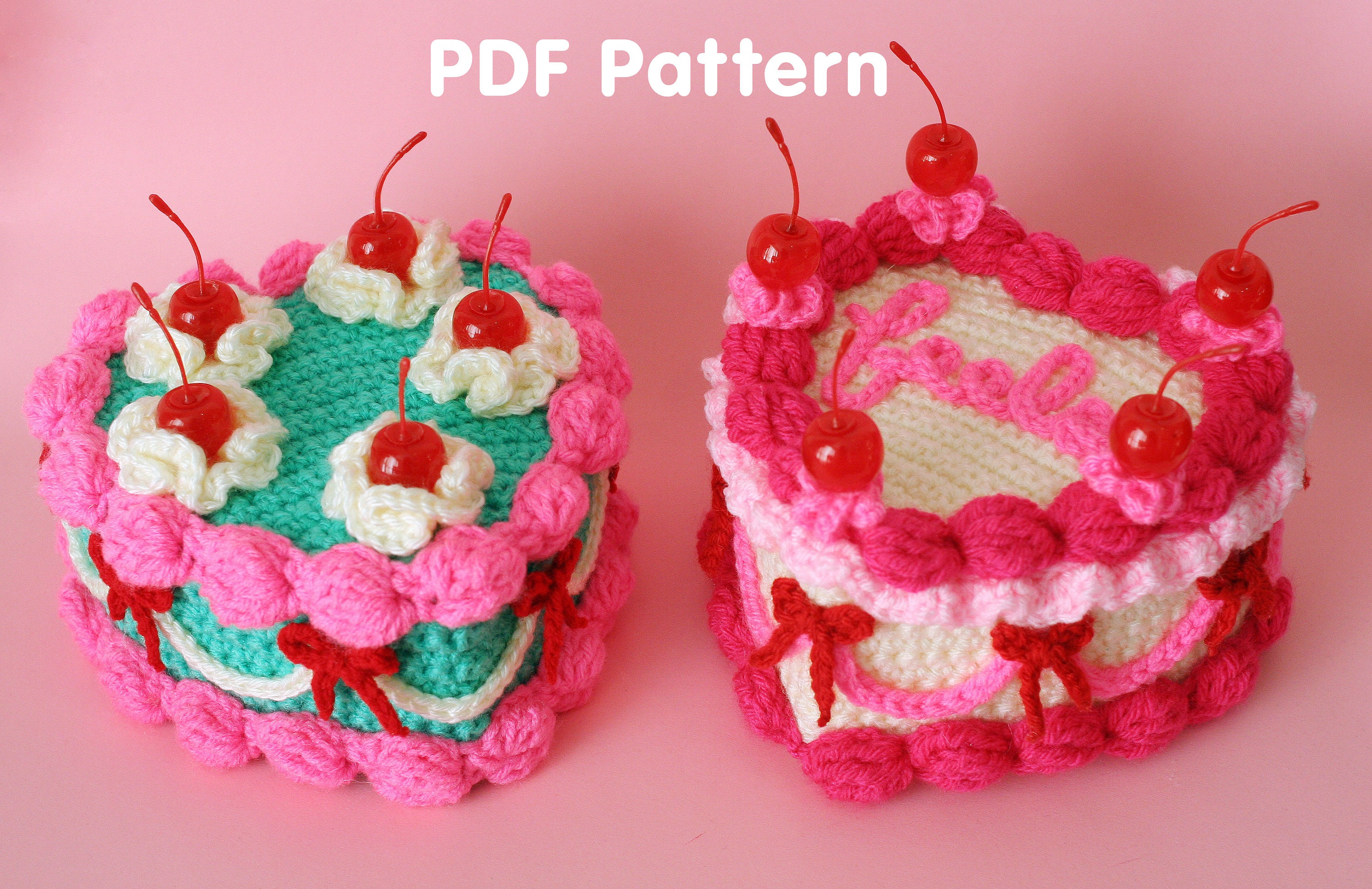 Heart Shaped Cake - PDF Crochet Pattern - Twinkie Chan - Valentine amigurumi