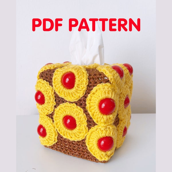 Boîte de mouchoirs en forme de gâteau renversé à l'ananas - Patron au crochet PDF - Twinkie Chan - amigurumi - nourriture ludique