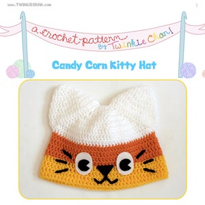 PDF Crochet Pattern Candy Corn Kitty Hat image 3