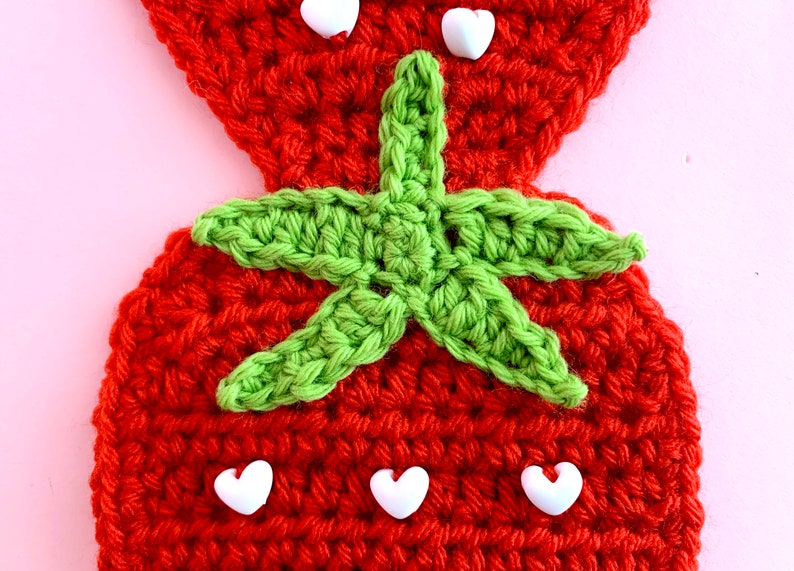 Strawberry Scarf PDF Crochet Pattern Twinkie Chan cute fruit berry wearable art image 4