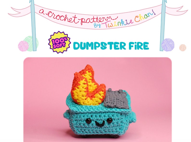 Dumpster Fire Patron au crochet PDF Twinkie Chan 100 % doux amigurumi image 6