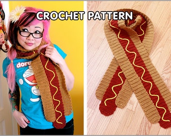 PDF Crochet Pattern - Hot Dog Scarf