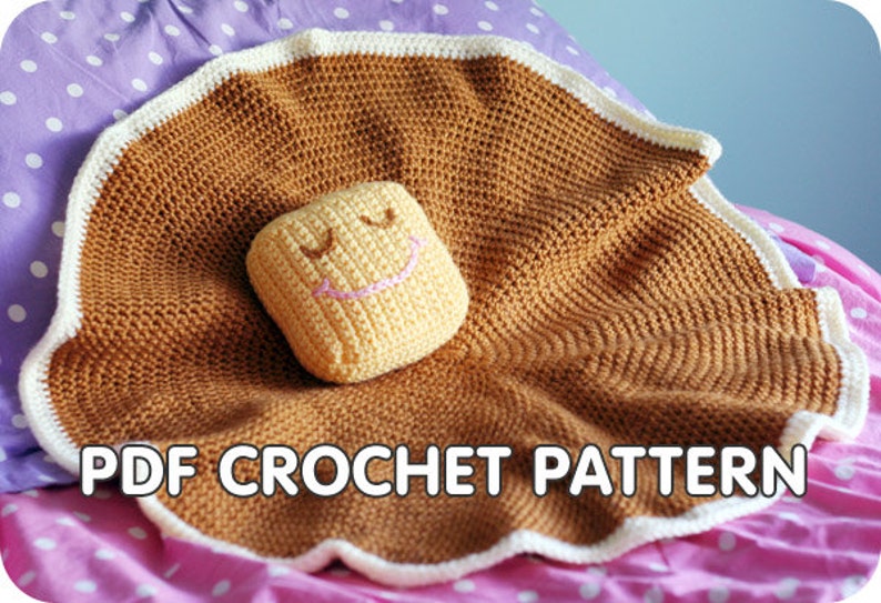 PDF Crochet Pattern Pancake Lovey security blanket with butter pillow image 1