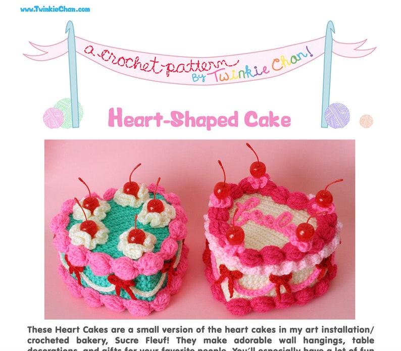 Heart Shaped Cake PDF Crochet Pattern Twinkie Chan Valentine amigurumi image 8