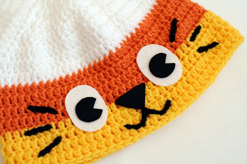 PDF Crochet Pattern Candy Corn Kitty Hat image 2