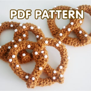 Pretzel Brooch PDF Crochet Pattern Twinkie Chan amigurumi play food image 1