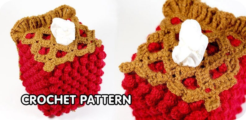 PDF Crochet Pattern Cherry Pie Tissue Box Cozy image 1