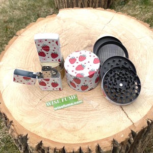 Strawberry pink heart flower lighter flip top lighter + pink strawberry herb Aluminum grinder(2.5inch)4pc. Custom special design color.