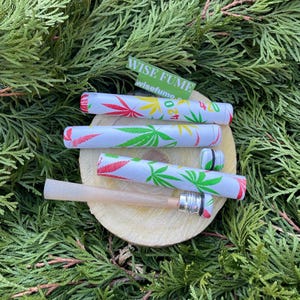 Tubo de aluminio con diseño de hoja, a prueba de agua y olores, estuche de soporte para cono preenrollado (4,75 pulgadas)