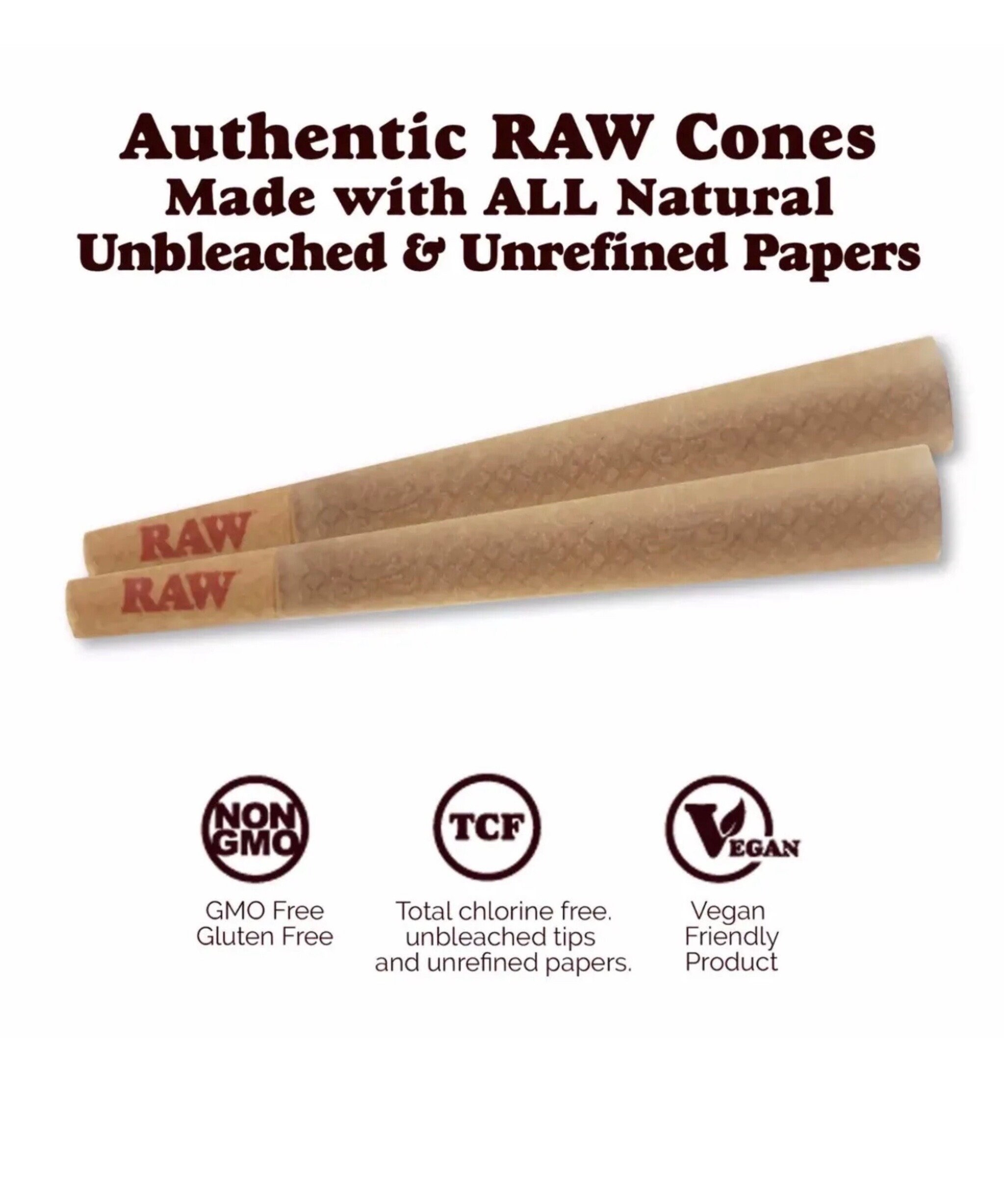Raw Classic Prerolled Cone 1 1/4 Size Cone AUTHENTIC Repackage Raw 1 1