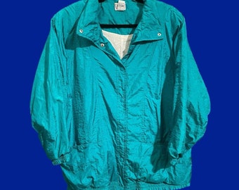 Vintage 90s Turquoise Windbreaker