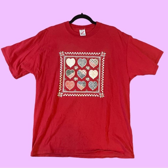 Vintage 90s Quilted Heart Tee - image 1
