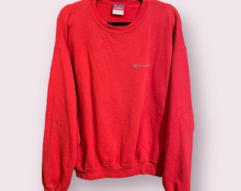 Red Champion Crewneck Sweatshirt, Worn-In Basic