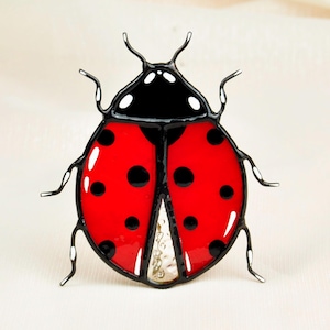Ladybug Plant Pot Decor – Stained Glass Planter Clip, Gift for Plant Lovers