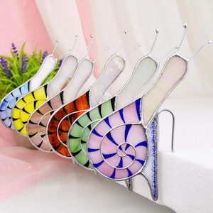 Stained Glass Snail Pot Sitter Suncatcher | Flower Pot Ornament