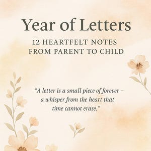 Druckbares Jahr der Briefe von Eltern an das Kind - 12 motivierende monatliche Notizen - Ermutigung für Kinder - Digitales Andenken PDF Geschenk