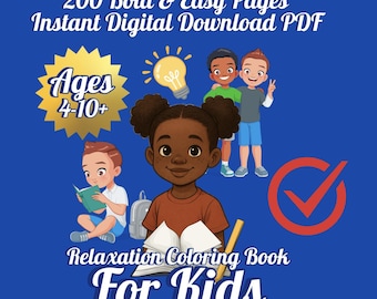 200 gewaagde gemakkelijke kleurplaten voor kinderen, ontspanningsactiviteitenboek (digitale download)