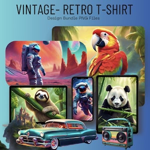 Retro T-Shirt Design Bundle: Vintage PNG Graphics (Digital Download)