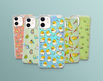 Cute Birdies Phone Case Aesthetic Adorable Cover fit for iPhone 15 ProMax, 15Pro, 15, 14, GooglePixel 8, 7A, 6A, Samsung S24 Ultra, S23, S22