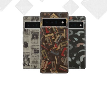 Retro cassette, newspaper case for Google Pixel 8, 7A, 6A, Samsung S24Ultra, S23FE, S22, A54, A34, iPhone 15 Pro, 15 Pro, 15, 14, 13, 12