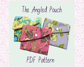 The Angled Pouch - PDF Sewing Pattern - small pouch - credit card pouch - snap pouch - pad tampon feminine - beginner - easy