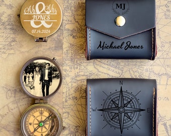 Copper Anniversary Gifts For Him, Photo Engraved Compass, Christmas Gift, Birthday Gifts for Boyfriend, Wedding Gifts, Engagement Gift