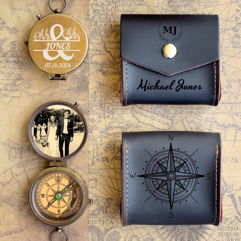 Engraved Compass Keychain - Etsy