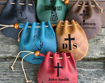 Personalized Leather Rosary Pouch, Christian Christmas Gift, Baptism Gift, Confirmation Gift, Catholic gift, 1st Communion Gift, Rosary Case
