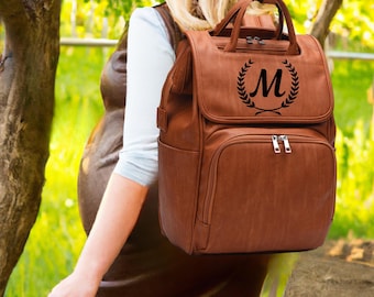 Personalized Leather Diaper Backpack, Christmas Gift for New Mom, Best Diaper Bag Backpack, Baby Shower Gift, Hospital Bag, Grandma Gift