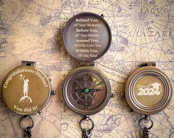 Class of 2025 Gifts, Personalized Graduation Gift Compass, 2025 Graduation Gift for Son, Brother, Graduation Present, High School Graduation