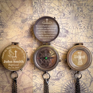 Baptism Compass, Baptism Gift for Son, Grandson, Holy Communion Gift, Confirmation Gift, First Communion Gift Boy, Engraved Compass