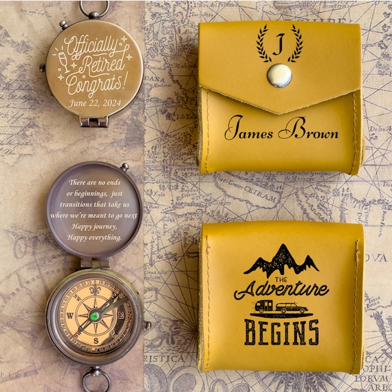 Retirement Gift for Men, Happy Retirement Gift, Doctor Leaving Gift, Police, Military, Coworker, Official Retirement Gift, Engraved Compass