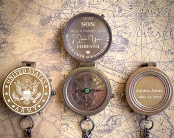 Personalized Army Compass, Army Mom, United States Army Gift, Army Graduation Gift, Army Retirement Gift, Army Gift for Son, Deployment Gift
