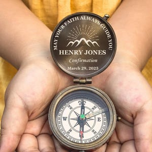 Personalized Confirmation Gifts for Son, First Communion Gift for Grandson, Baptism Compass, Holy Communion Gift for Nephew, Gift for Boy