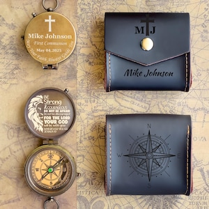 Personalized Communion Gift for Son, Holy Communion Gifts for Grandson, Confirmation Gifts, First Communion Gift for Boys, Baptism Compass