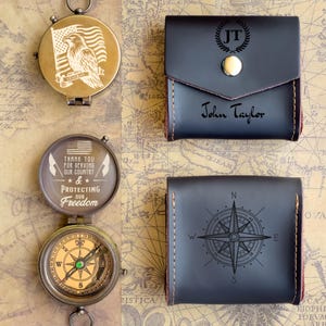 Thank You Veteran Gift, Unique Veteran Gift, Memorial Veteran Gift, Military Compass, Custom Gift for Veterans Day, American Flag Keepsake