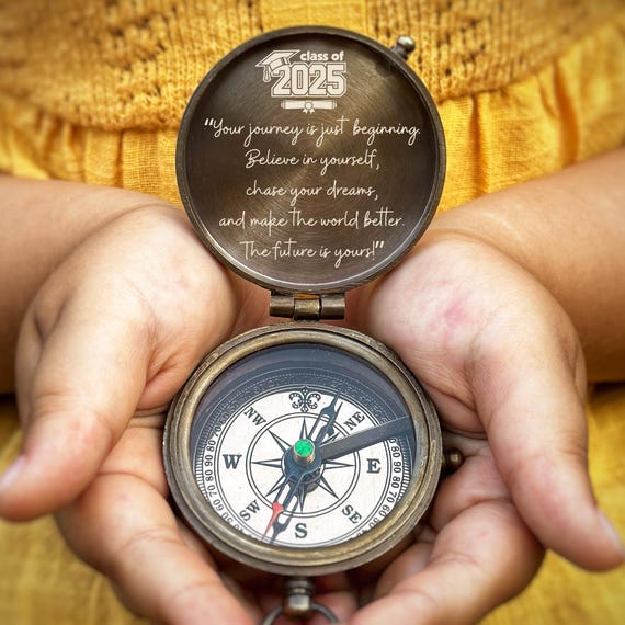2025 Graduation Gift, Motivational Gift, Graduation Gift for Son, Nephew, Inspirational Gift for Friend, Engraved Compass, Gift for Him