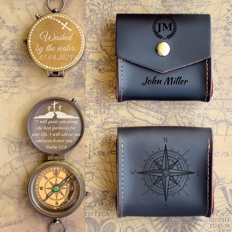 Custom Baptism Gift Compass, Godson Baptism Gift, First Communion Gift ...