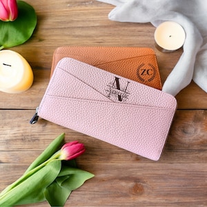 Portefeuille en cuir personnalisé pour fille, cadeau de Noël pour grand-mère, cadeau d'anniversaire de collègue, cadeau d'anniversaire pour femme, idée cadeau petite amie