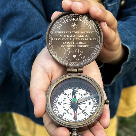 Handmade Brass Compass Engraved With Famous Poet Quotes