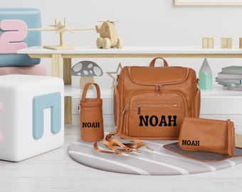 Personalized Leather Diaper Backpack, Christmas Gift for New Mom, Best Diaper Bag Backpack, Baby Shower Gift, Hospital Bag, Grandma Gift