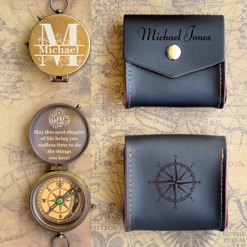 Retirement Gift for Men, Happy Retirement Gift, Doctor Leaving Gift, Police, Military, Coworker, Official Retirement Gift, Engraved Compass image 2